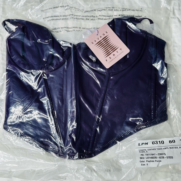 Savage X Fenty Playtime Purple Leather Tease Vinyl Bustier - Picture 7 of 7